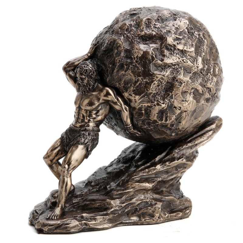 SIGNES GRIMALT Figura Dios Sisyphus Rodando Dorado de Resina | Figura de Persona para Jardín y Decoración de Interior y Exterior