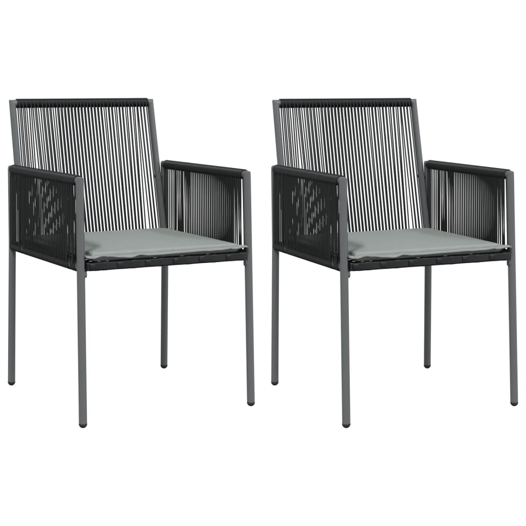 vidaXL Sillas jardín con cojines 2 uds ratán PE negro 54x60,5x83,5cm
