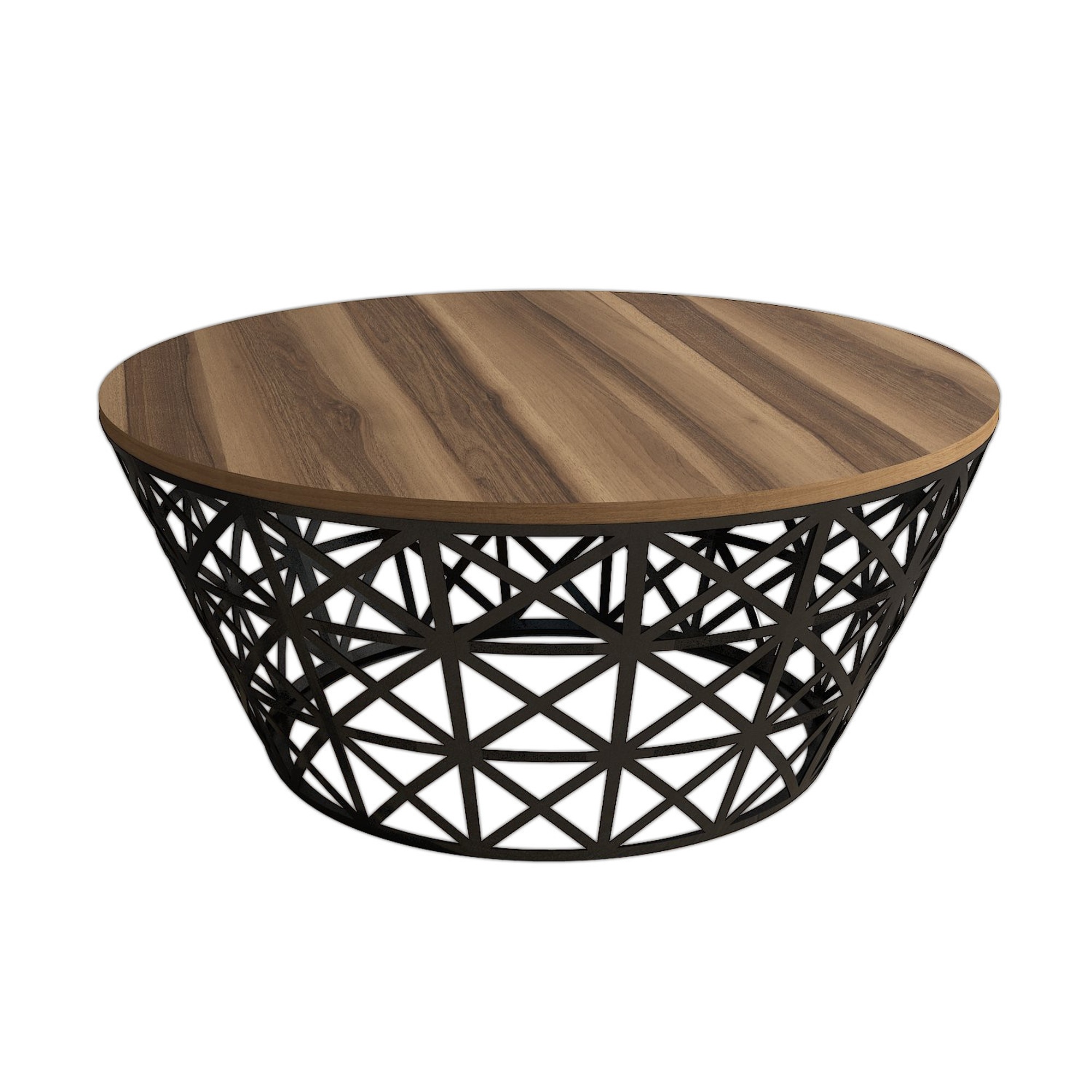 Mesa auxiliar,100% Tablero de aglomerado rechapado en melamina, Color Nogal Negro WELLHOME