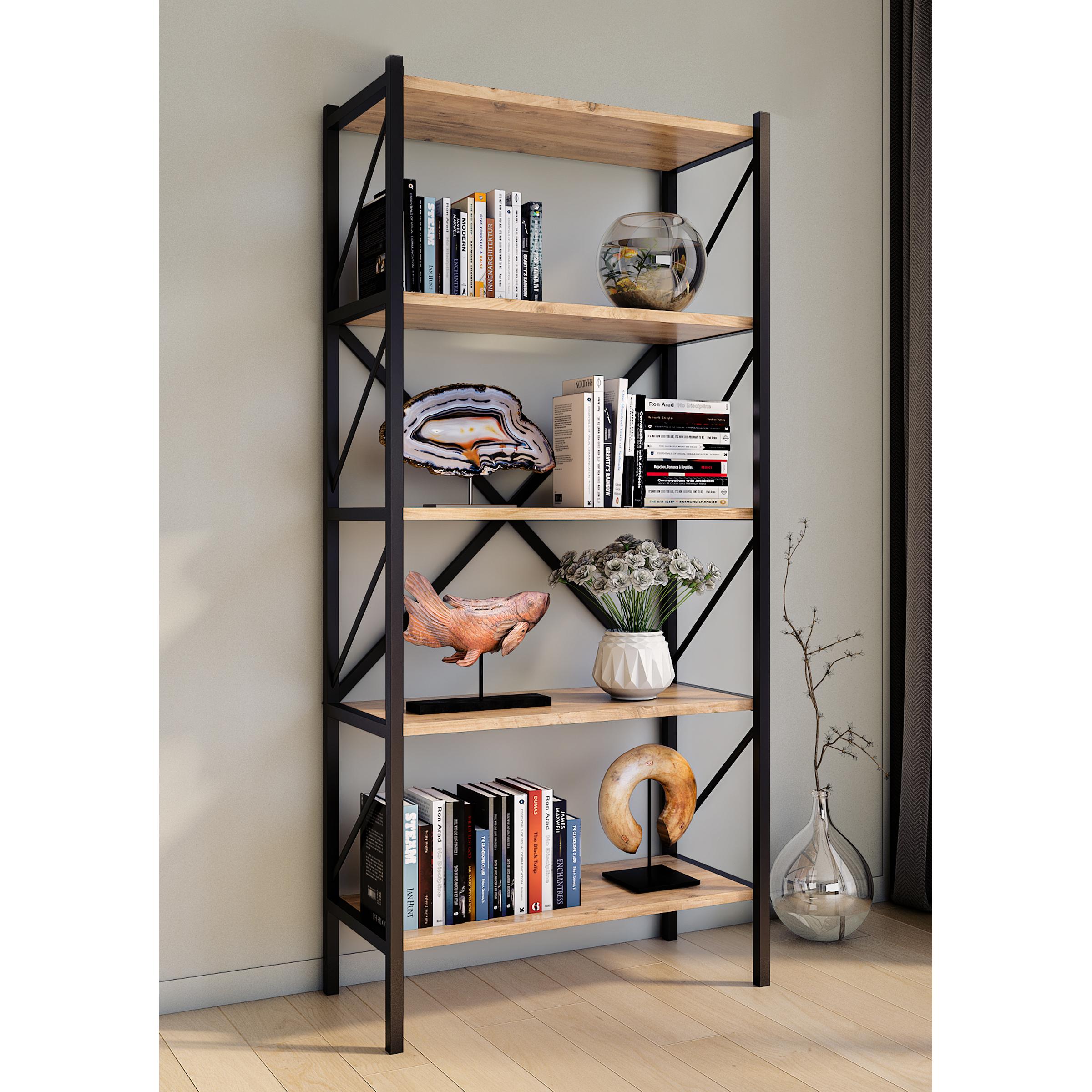 Madera Metal Almacenamiento Estante Estantería Deco Libros Estante Insasi 5 Madera Metal Almacenamiento Estante Estantería Deco Libros Estante Insasi 5