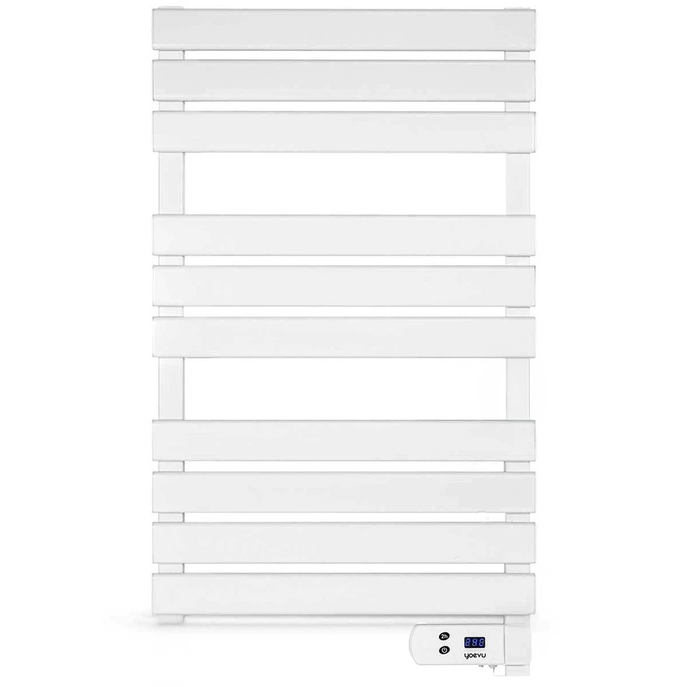Calefactor Toallero eléctrico Yoevu YV-TW588W | 500W, Blanco y negro, elemento calefactor Doble función: calefacción ambiente y secado de toallas, Pantalla LCD
