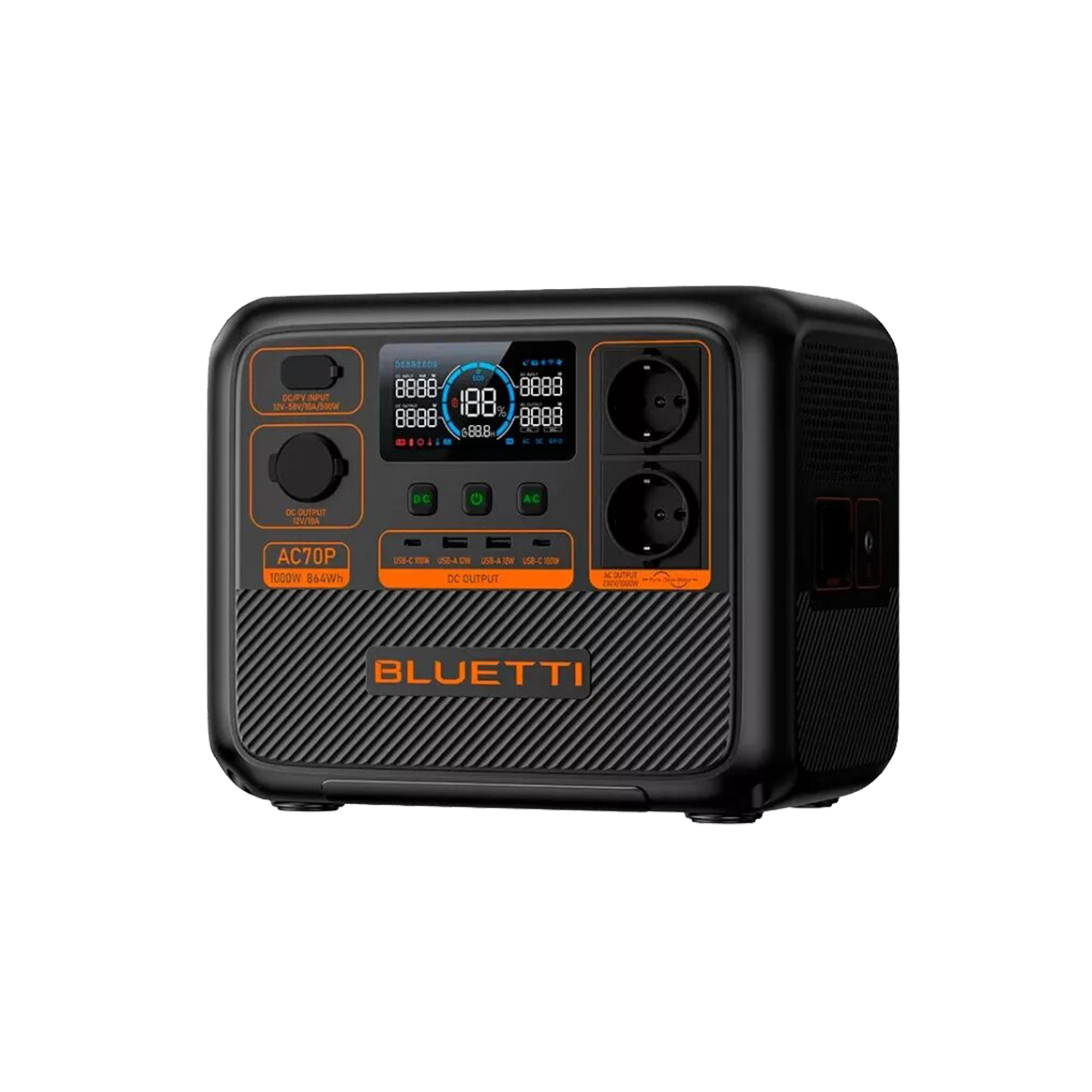 BLUETTI AC70P Estación De Energía Portátil | 1000W 864Wh