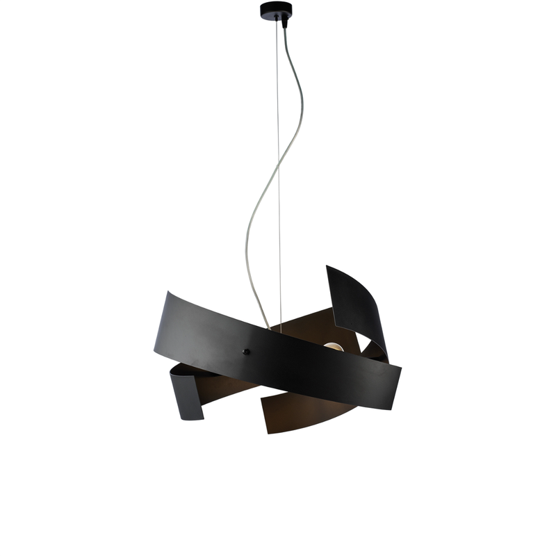 Lámpara colgante Elisa de hierro cortado a láser lacado en negro con cable de acero orientable 3 luces 128 Ø57 BL226-3-NR - Belight