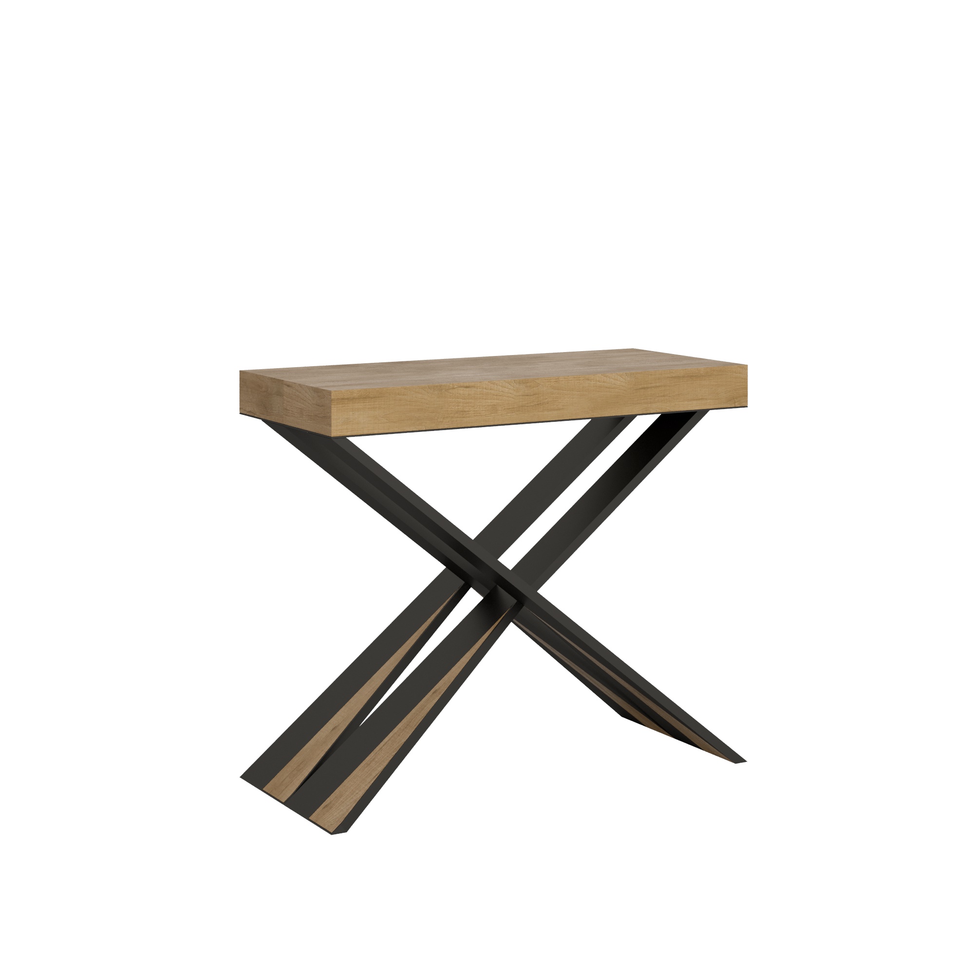 Consola extensible 90x40/196 cm Diago Small Premium Roble Nature estructura Antracita - Itamoby