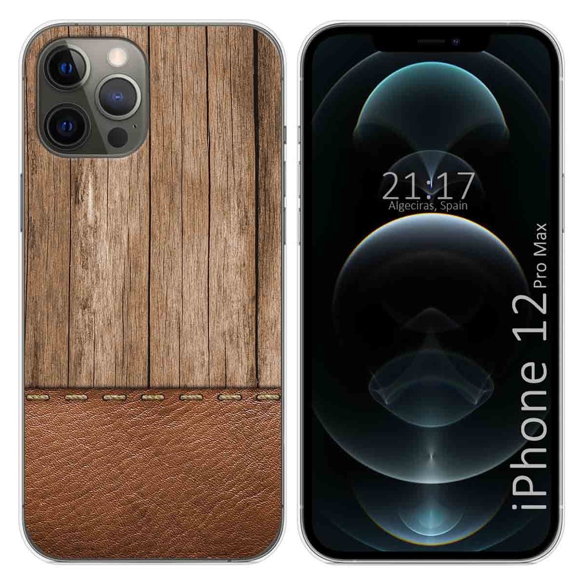 Tumundosmartphone Funda Gel Tpu para Iphone 12 Pro Max (6.7) diseño Madera 09 Dibujos