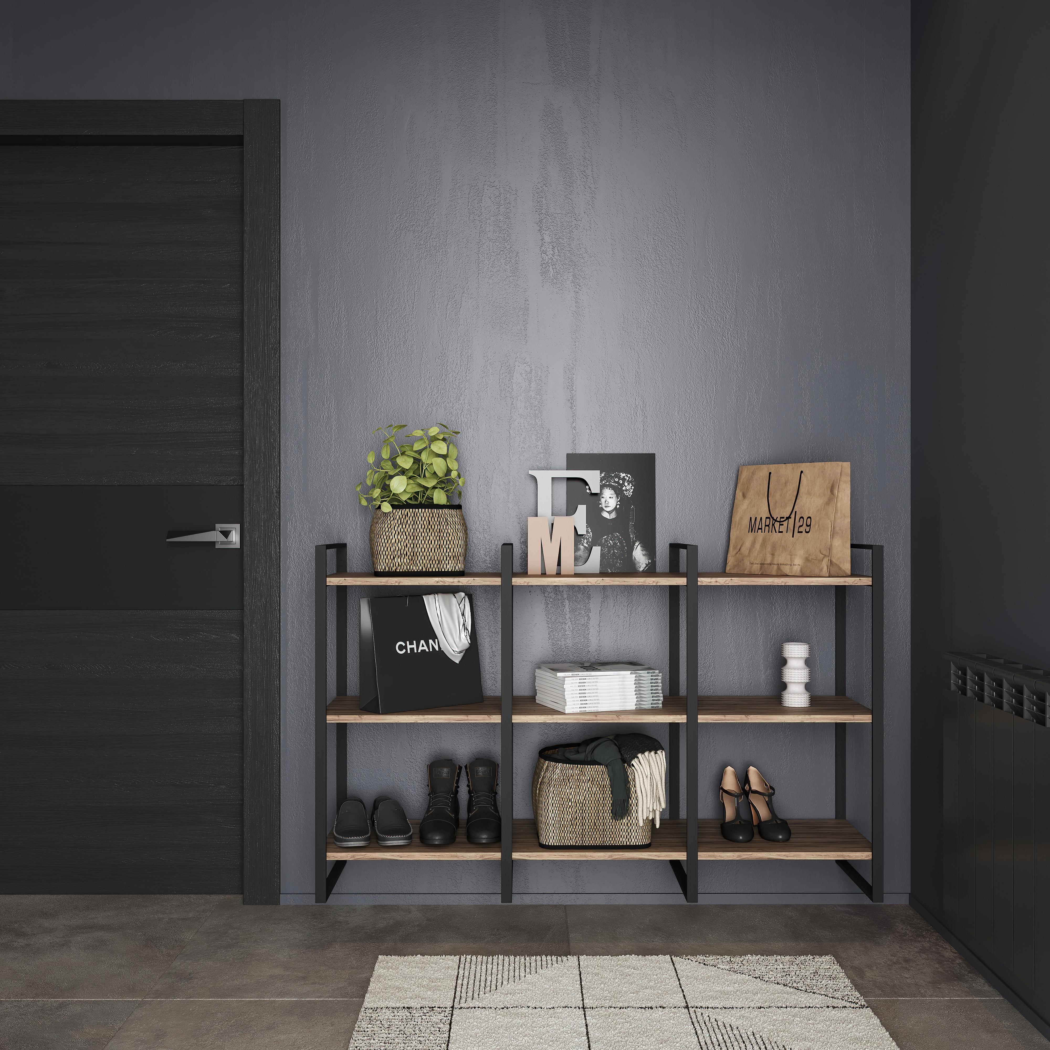 Juego de estructuras para estantería lader, altura 830mm, acero, pintado negro