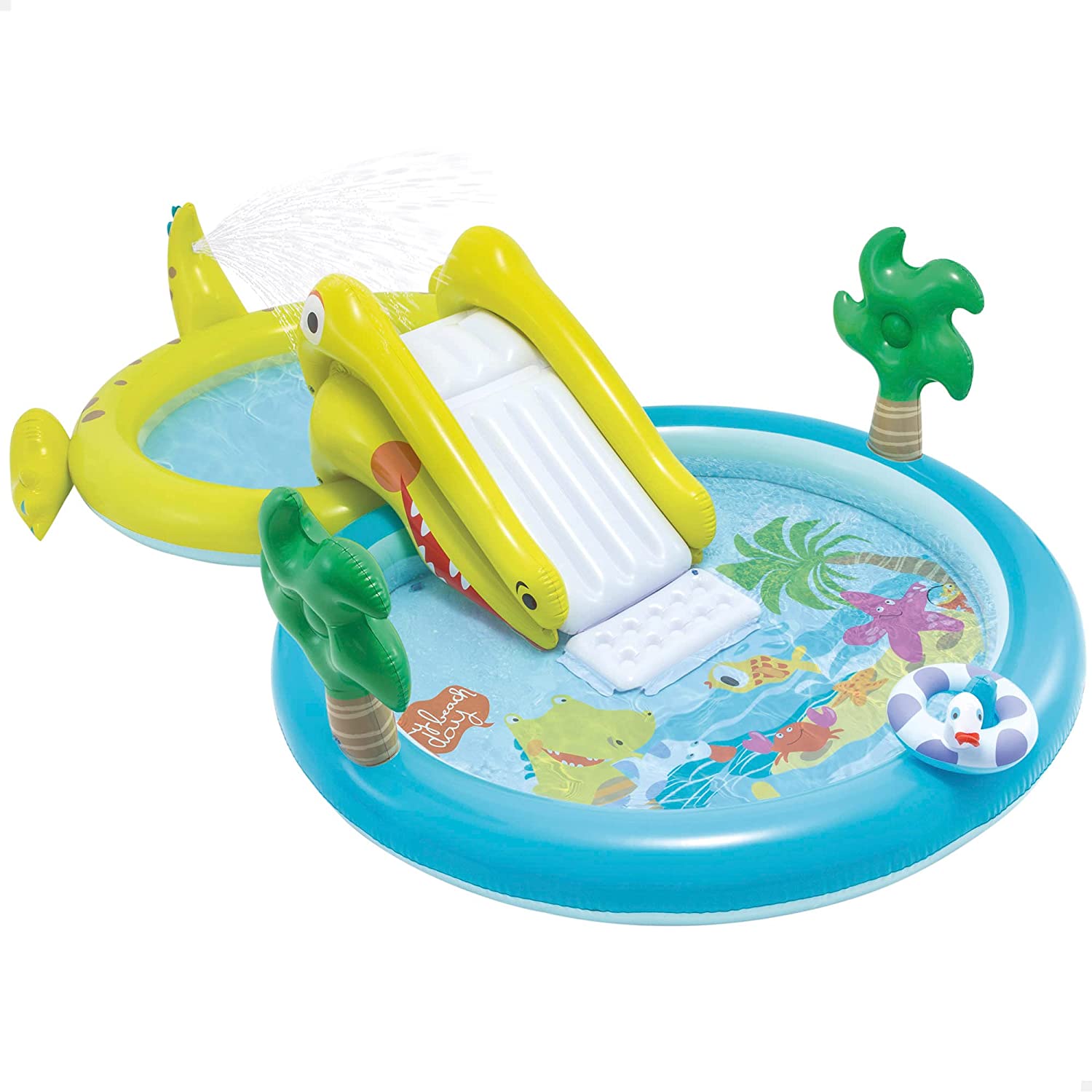 Intex - INTEX 57164 - Piscina infantil hinchable con dispersor de agua y tobogán playa, centro de juegos para niños