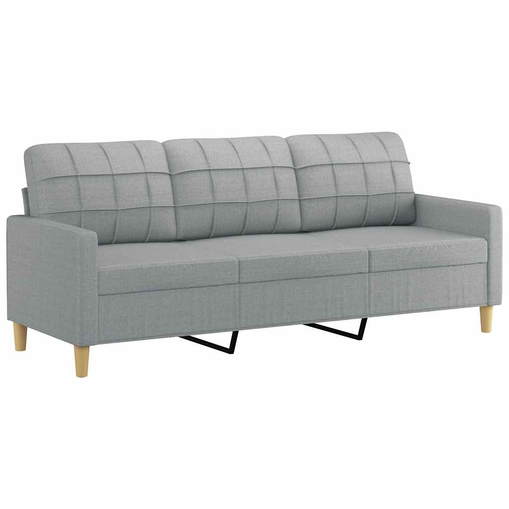 vidaXL Sofá de 3 plazas de tela gris claro 180 cm