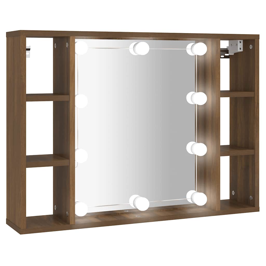 vidaXL Mueble espejo y LED madera ingeniería 76x15x55cm Multicolor