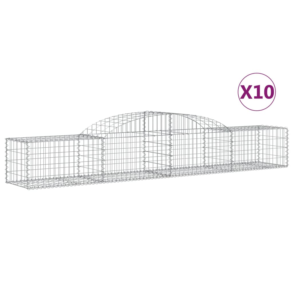 vidaXL Cestas de gaviones 10 uds forma de arco hierro Dimensiones 300 x 30 x 40/60 cm,  300 x 30 x 80/100 cm,  300 x 30 x 120/140 cm y mas