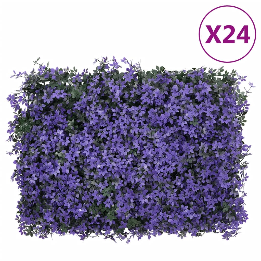 vidaXL Valla de Hojas Artificiales Enrejados Paneles Morado 40x60 cm Cantidad 6 unidades, 24 unidades