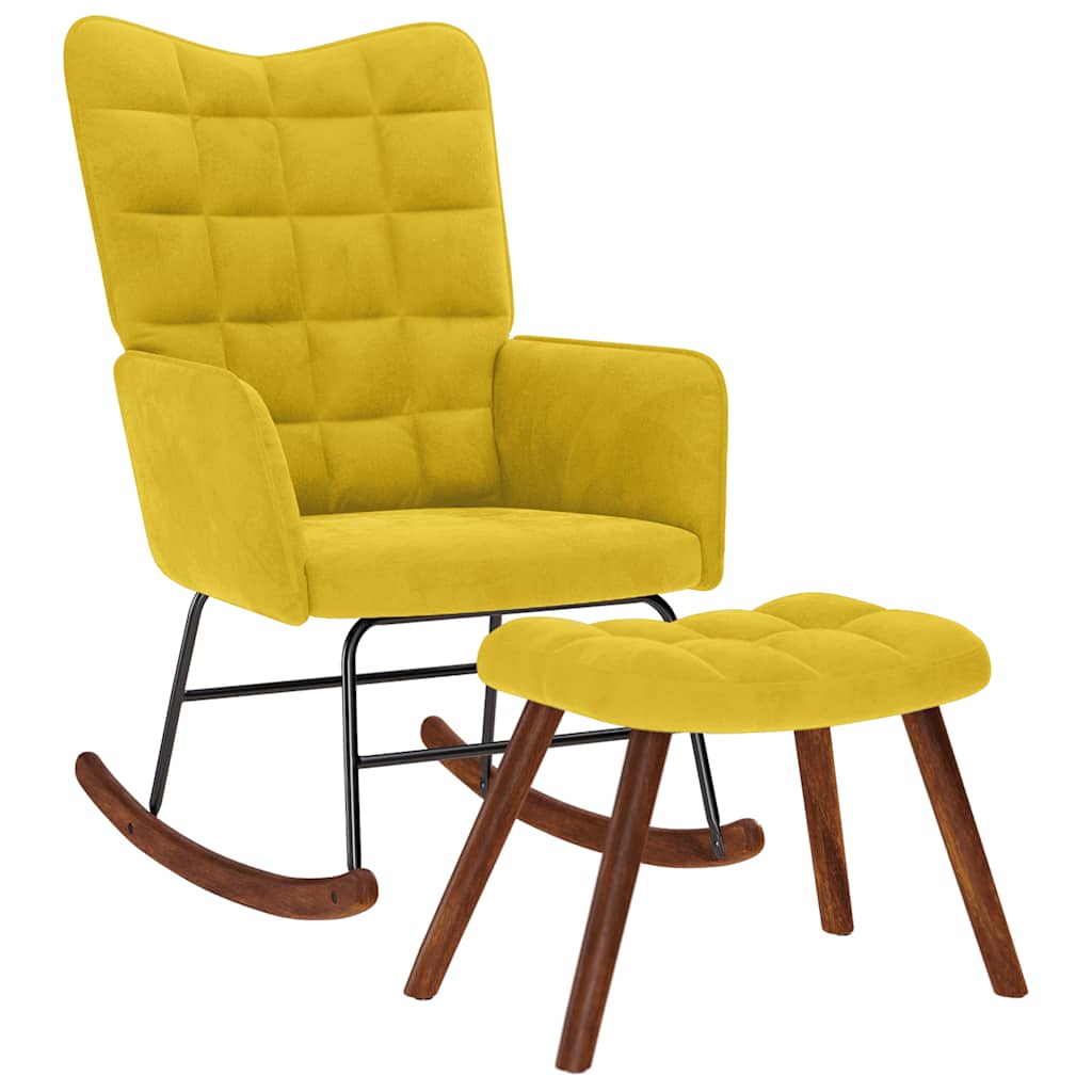vidaXL Mecedora con taburete de terciopelo Multicolor