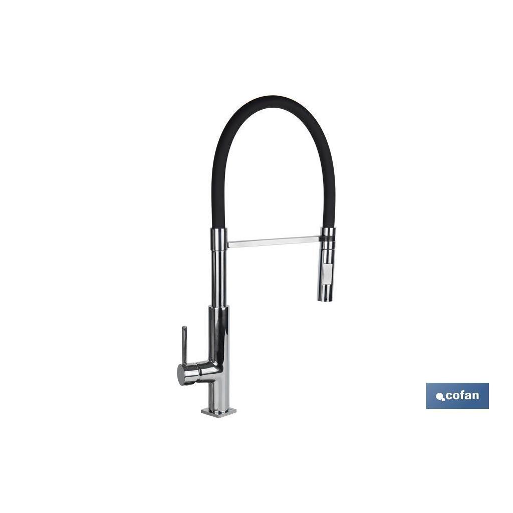 Grifo cocina monomando tubo flexible negro 25 mm