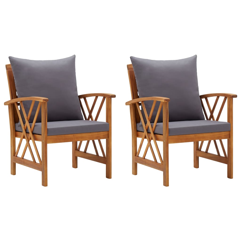 vidaXL Sillas de jardín 2 unidades madera maciza de acacia