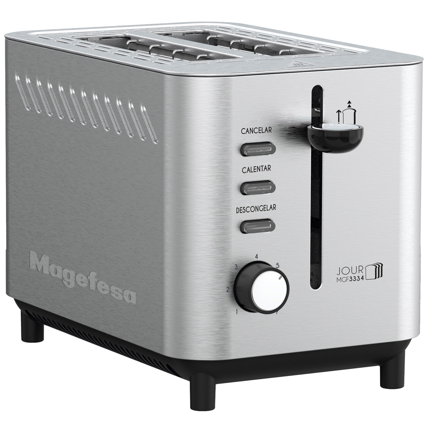 MAGEFESA JOUR Tostadora de 820W para 2 Rebanadas o Tostadas, Cuenta con una Bandeja Recogemigas y 3 Funciones, Posee 7 Niveles de Tostado y Ranura Ancha