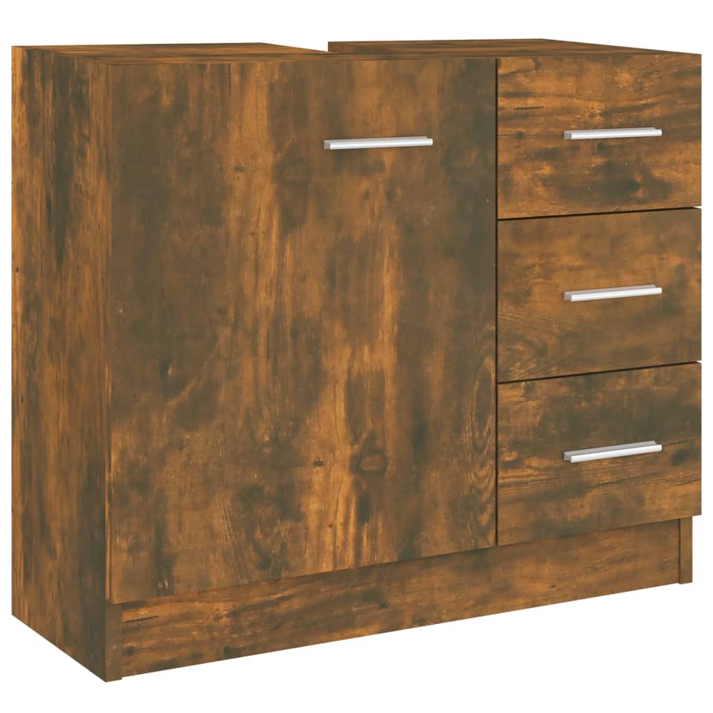 vidaXL Armario para lavabo contrachapada 63x30x54 cm en color Gris hormigón/Madera antigua/Blanco y más | almacenamiento funcional diseño moderno para baño dormitorio sala