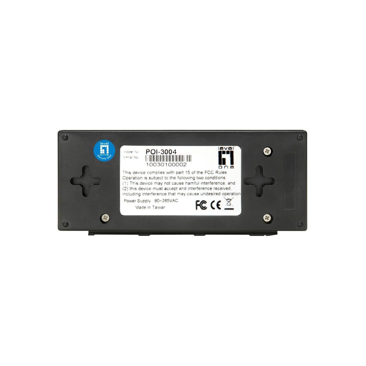 HUB SWITCH PUERTOS GIGABIT RJ45 - 2 PUERTOS LEVELONE LO POI-3004 1 PUERTO POE 802.3AF/AT NEGRO