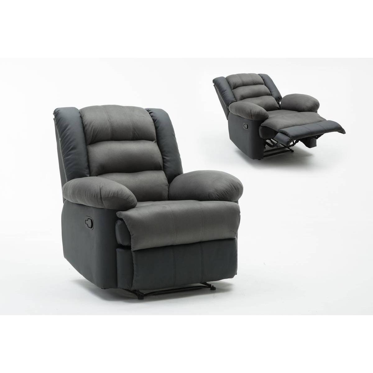 Habitat y Jardin - Sillón relax "Buckingham" - Negro/Gris oscuro