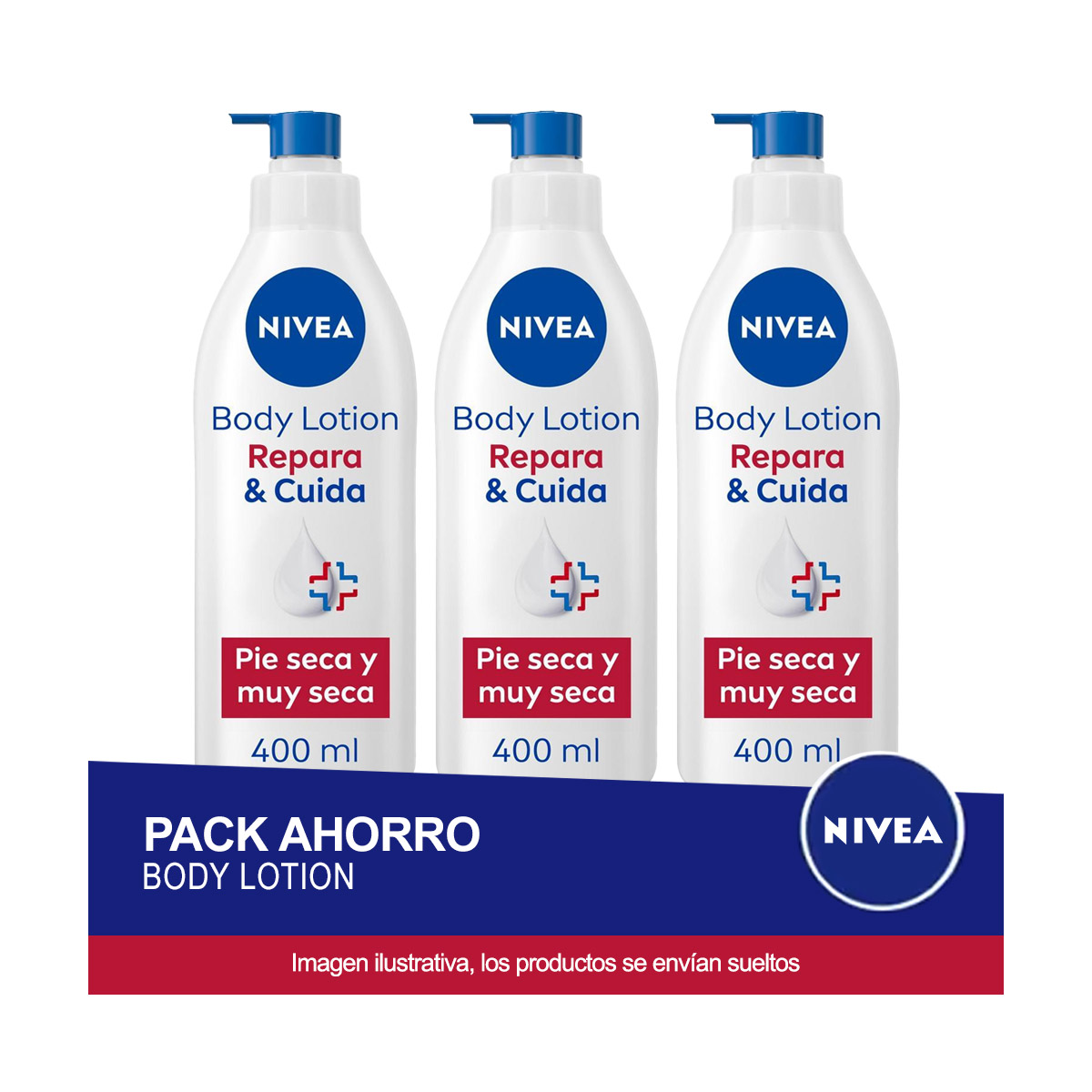 NIVEA Body Milk Repara & Cuida 400ml - Pack ahorro de 3 unidades (total 1_2 litros)