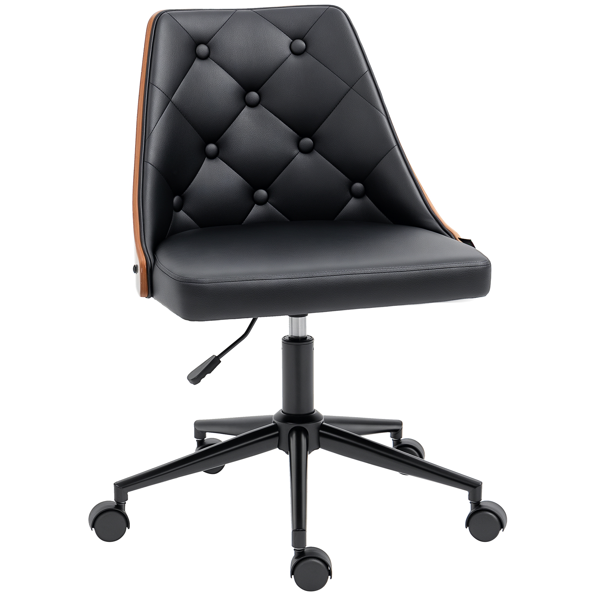 Vinsetto Silla de Oficina Giratoria Silla de Escritorio Ergonómica Tapizadas en Cuero PU con Altura Ajustable Función de Basculante para Salón Dormitorio Oficina 53x62x77-87 cm Negro