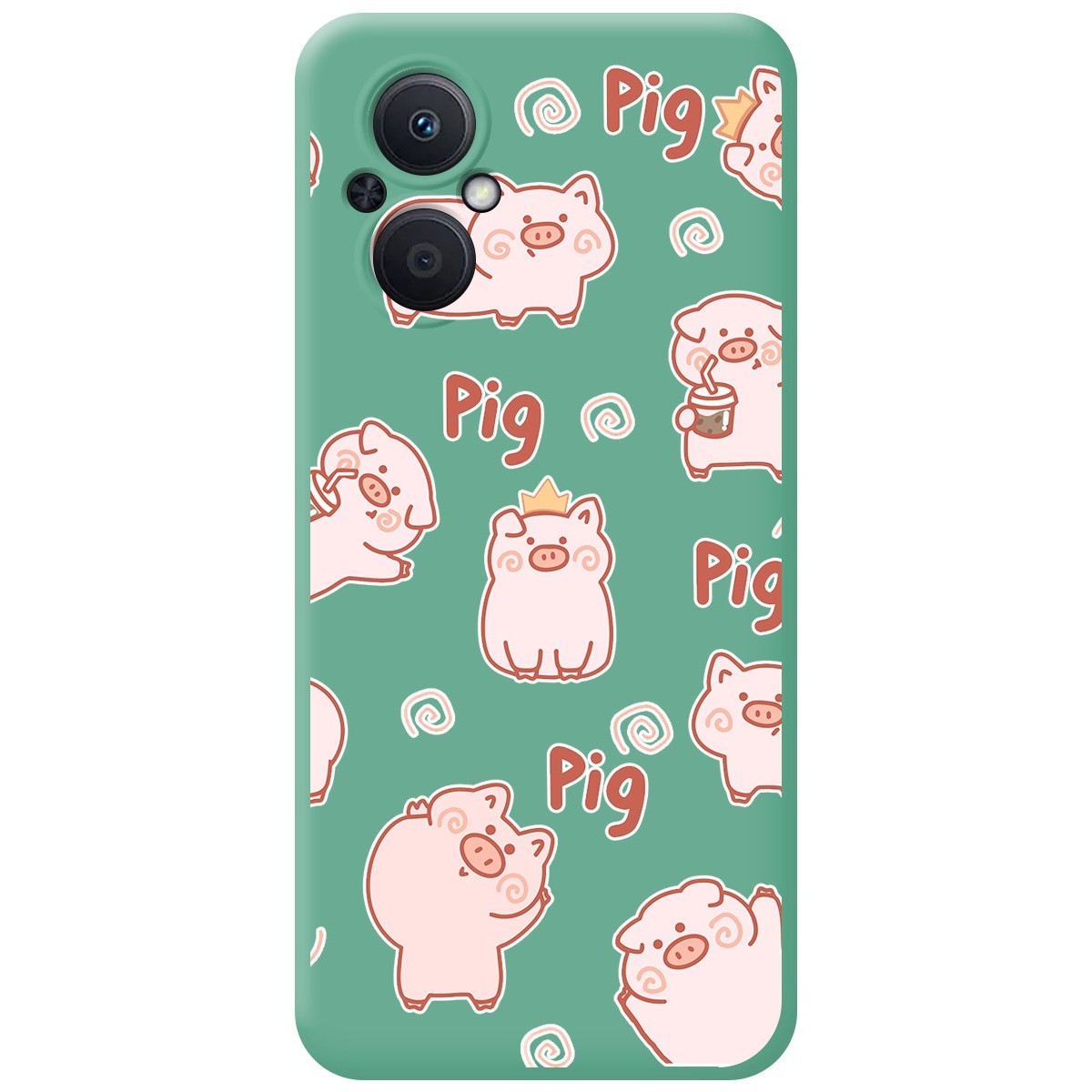 Funda Silicona Líquida Verde para Oppo Reno 8 Lite 5G diseño Cerdos Dibujos