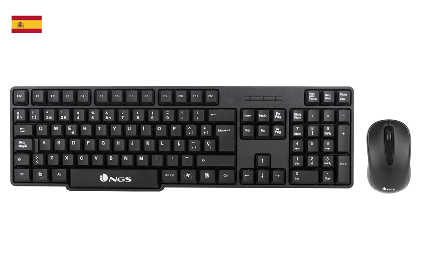 NGS EUPHORIA- Kit de Ratón y Teclado Inalámbrico de 2.4 Ghz - Conexión Cómoda y Sin Cables