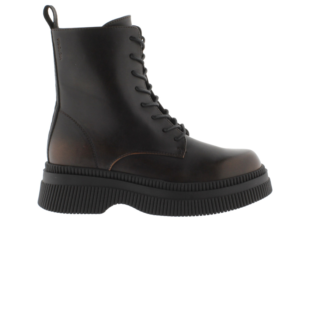 Victoria Dublín Botas de efecto piel negro monocromo con suela gruesa y tirador trasero 1301103