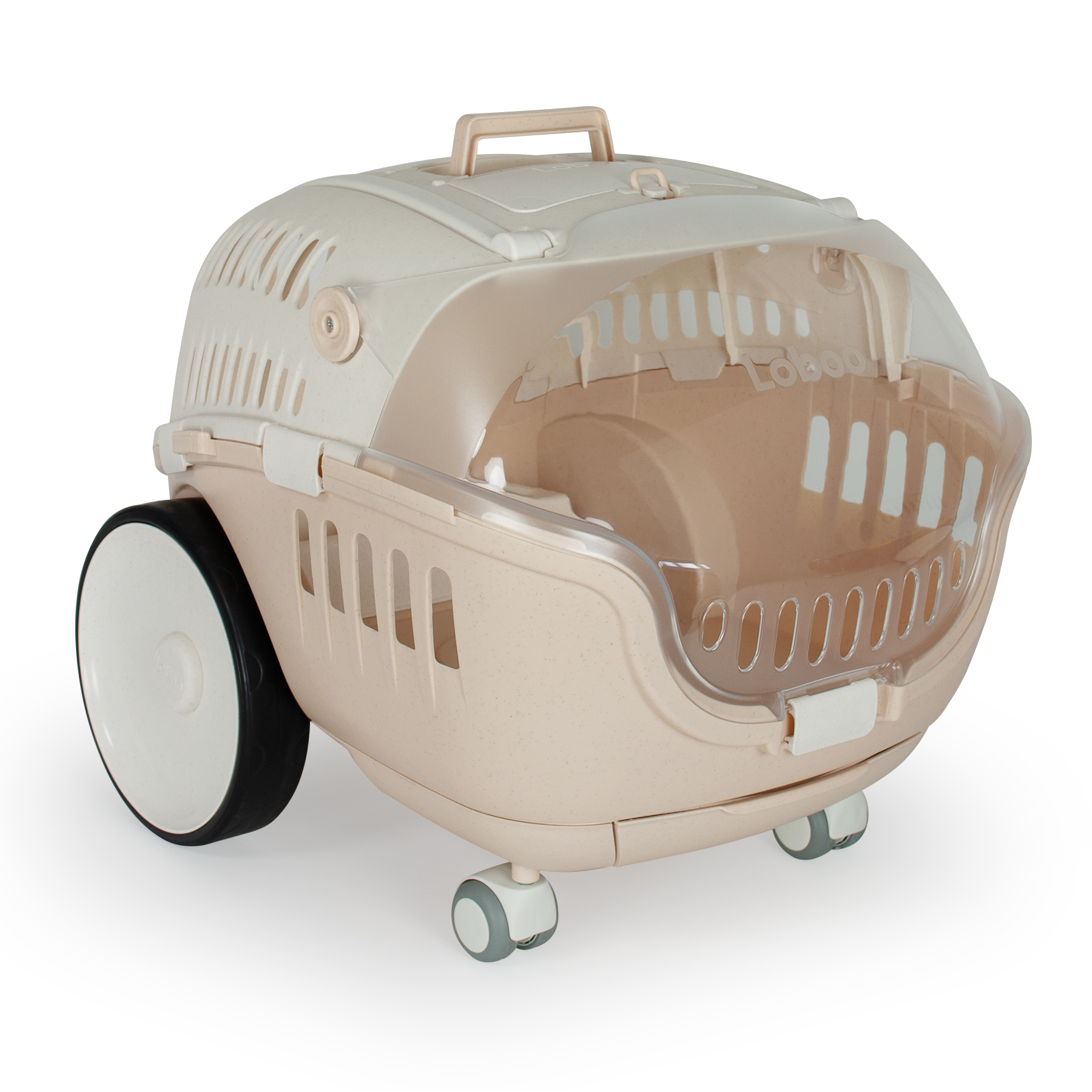Transportín para Perros y Gatos Tamaño Pequeño o Mediano Bubble con Asa de Empuje Base Extraíble con Ruedas Cúpula Alta Visibilidad Cajones Portaobjetos Ventana Superior de Acceso - LOBOO
