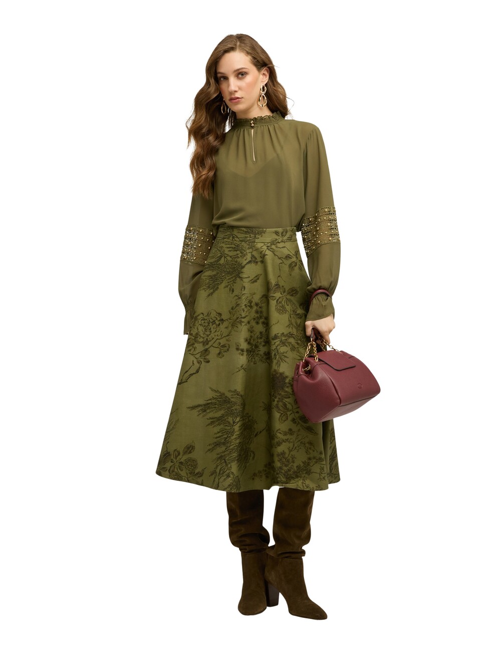 Motivi - Blusa de georgette con mangas bordadas