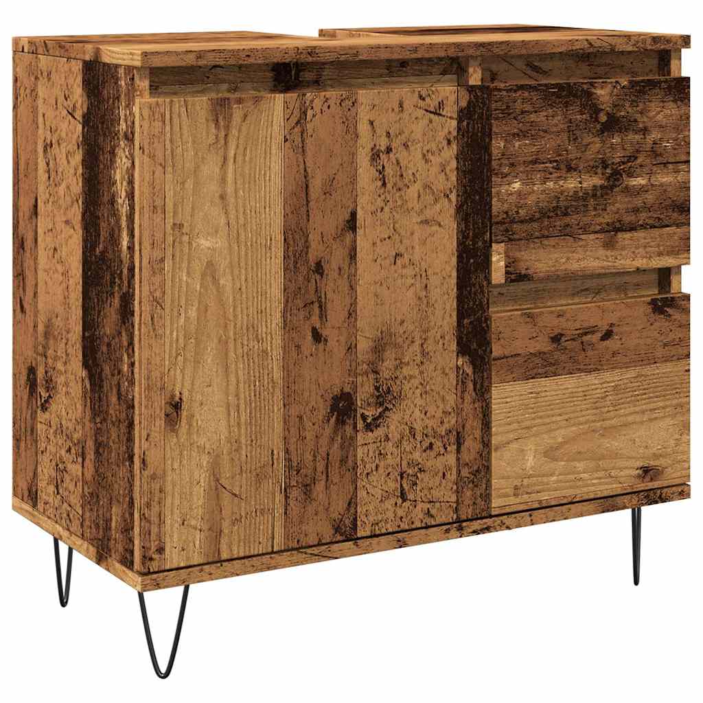 vidaXL Armario de baño madera contrachapada 65x33x60 cm en color Roble Sonoma/Madera antigua/Blanco y más | almacenamiento funcional diseño moderno para baño dormitorio sala
