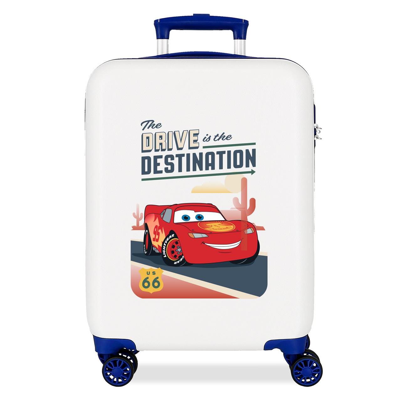 Maleta de cabina Disney Cars Destination ABS con capacidad de 34L Blanco