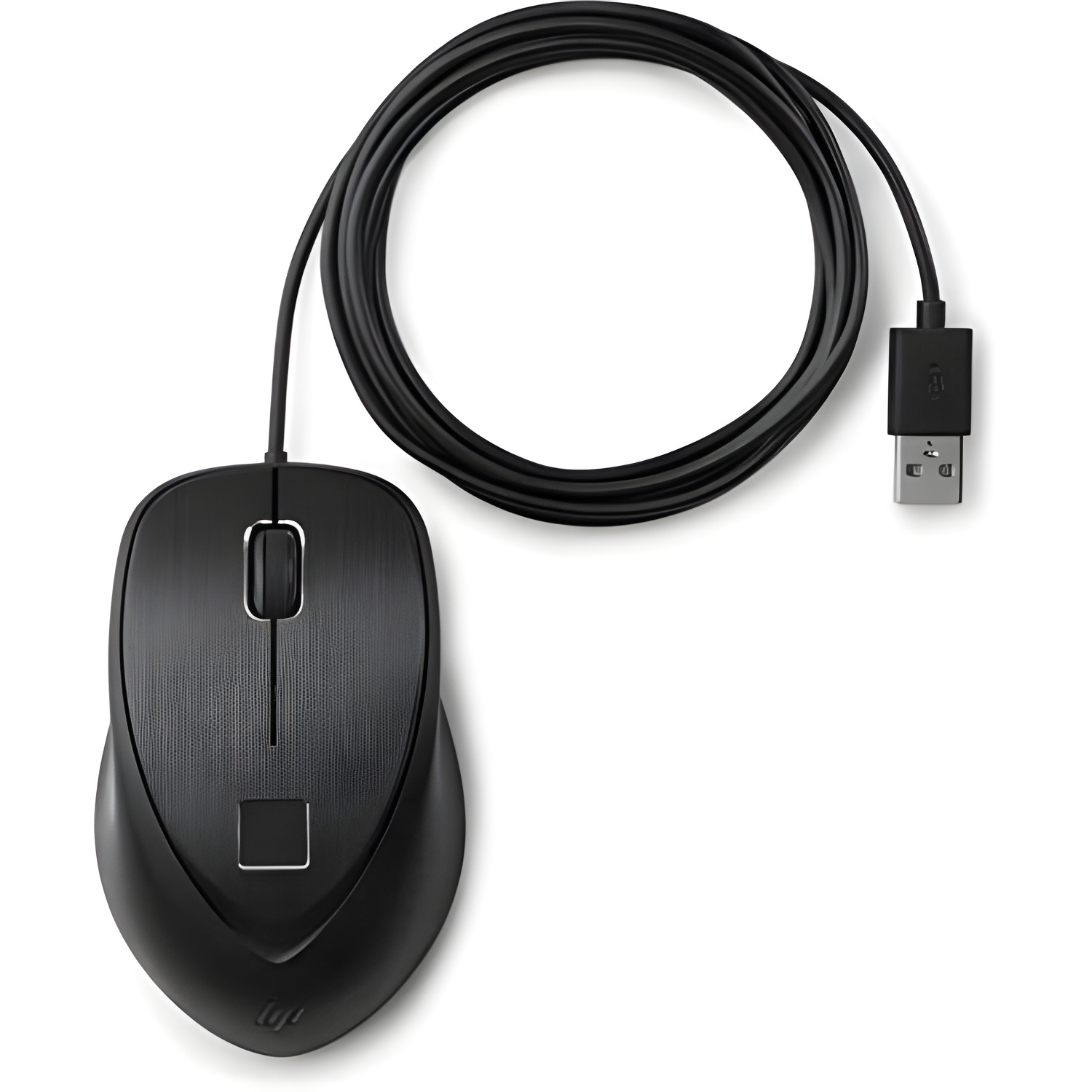 HP USB Fingerprint Mouse - Ratón (Ambidextro, USB, Negro)