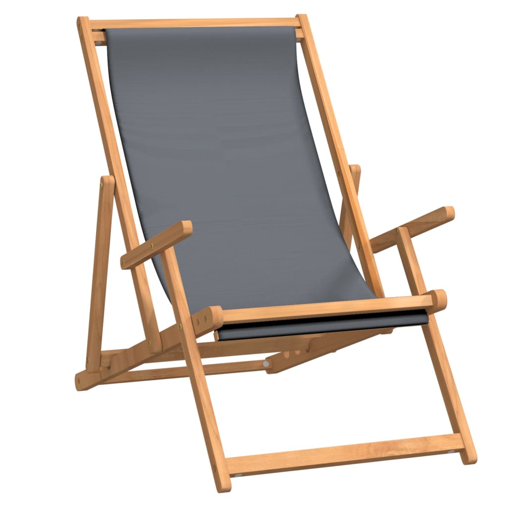 vidaXL Silla de playa plegable de madera maciza de teca