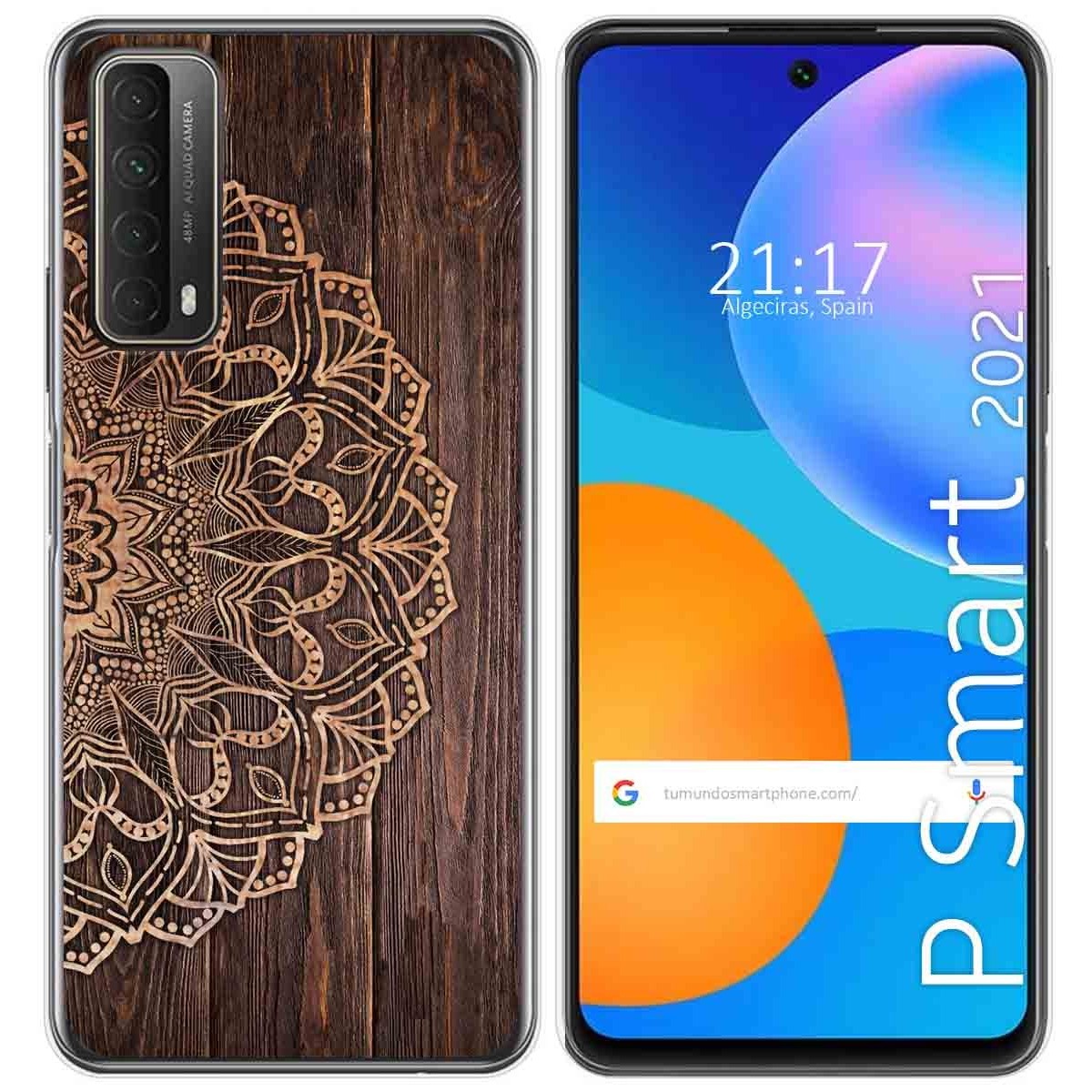 Tumundosmartphone Funda Gel Tpu para Huawei P Smart 2021 diseño Madera 06 Dibujos