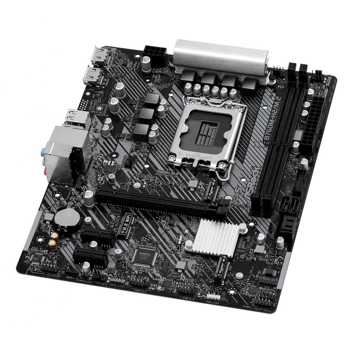 ASRock - Placa base B760M-H 90-MXBN00-A0UAYZ para procesadores Intel LGA1700, DDR5 hasta 7200 MHz, formato micro ATX con PCIe 4.0 y M.2
