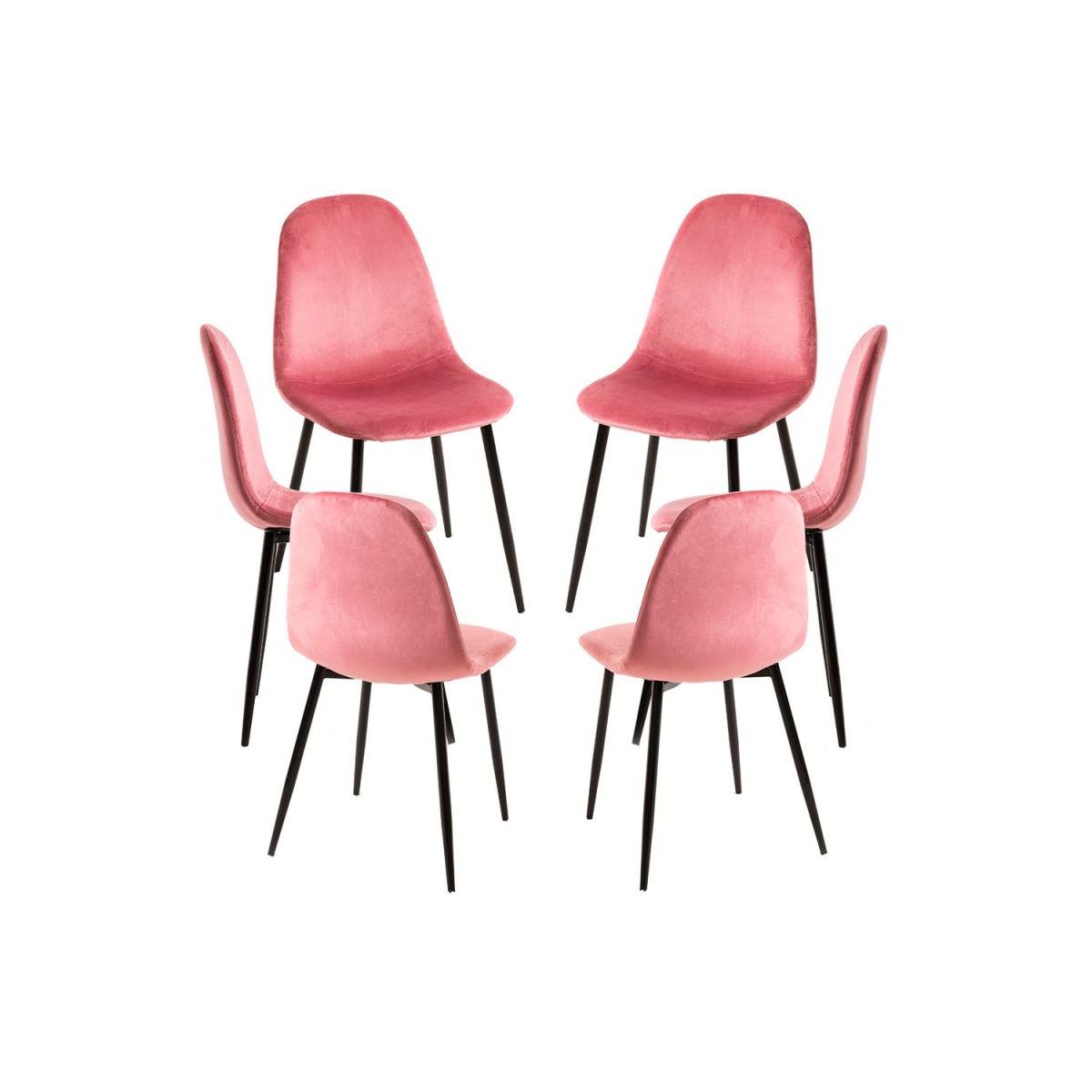 Regalos Miguel - Packs Sillas Comedor - Pack 6 Sillas Teok Black Terciopelo - Rosa