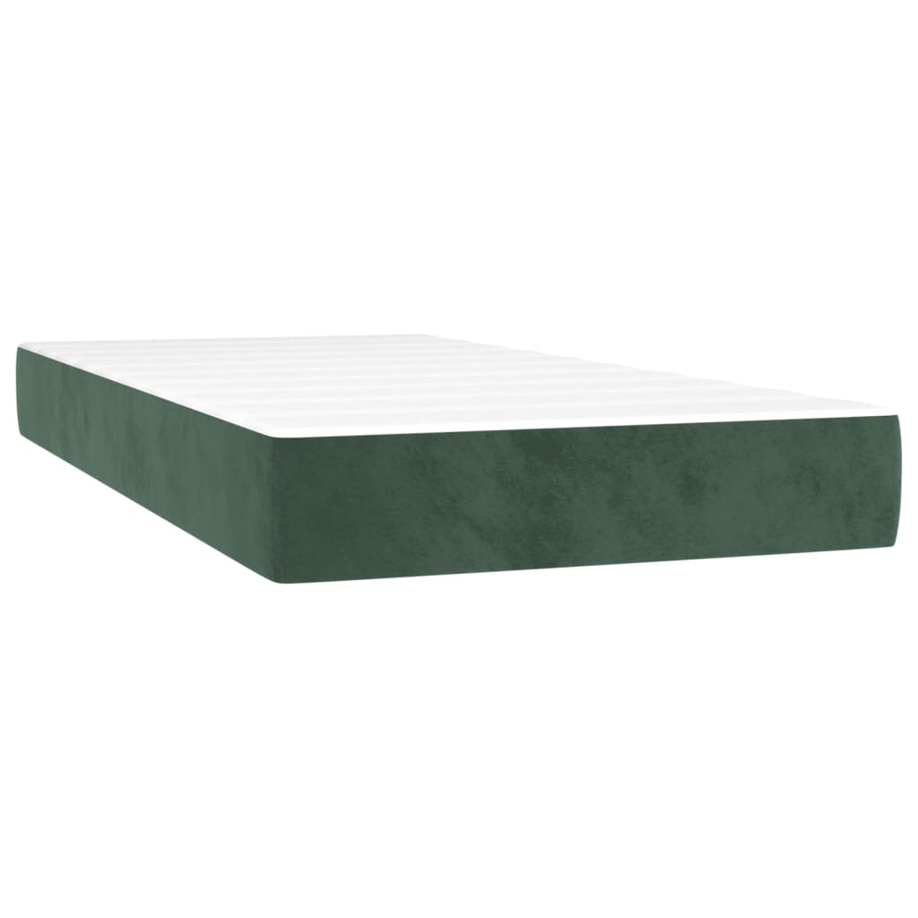 vidaXL Colchón muelles ensacados terciopelo verde oscuro 100x200x20 cm