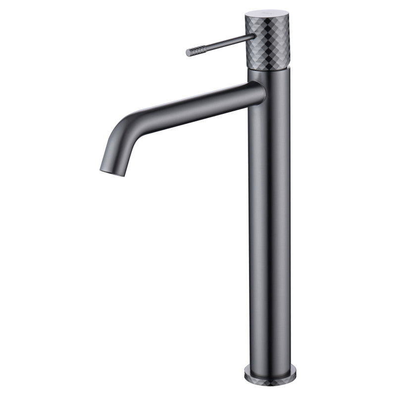 Imex Génova BDG053-3BGM grifo monomando alto para lavabo de latón con acabado negro metalizado