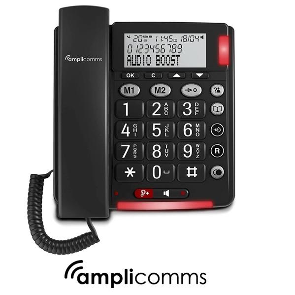 Teléfono Fijo Amplicomms BigTel 48 Plus para personas Mayores Negro