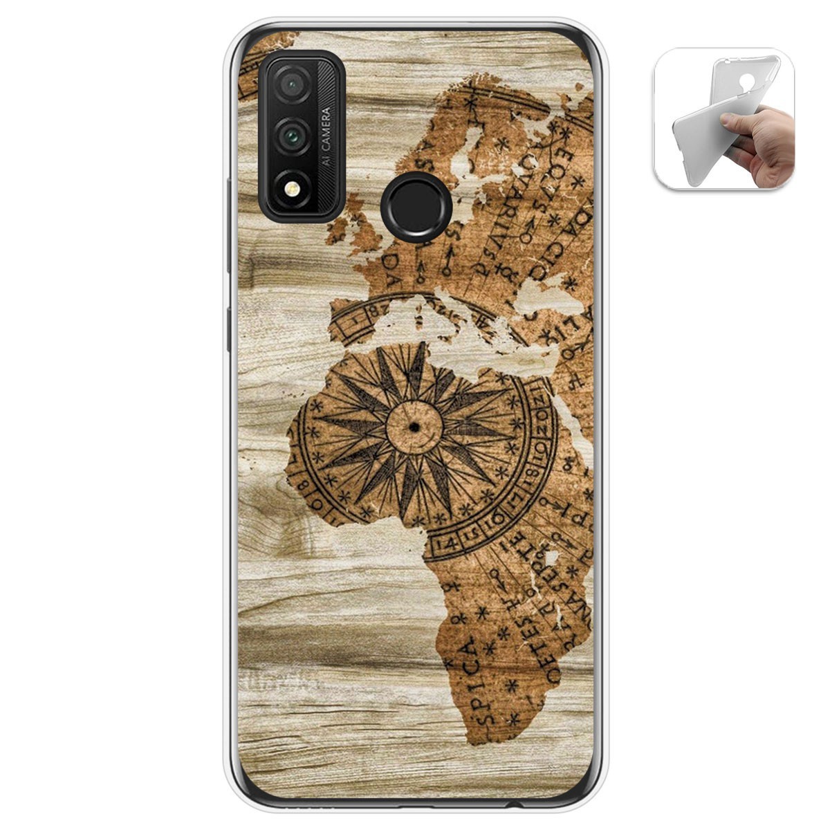 Tumundosmartphone Funda Gel Tpu para Huawei P Smart 2020 diseño Madera 07 Dibujos
