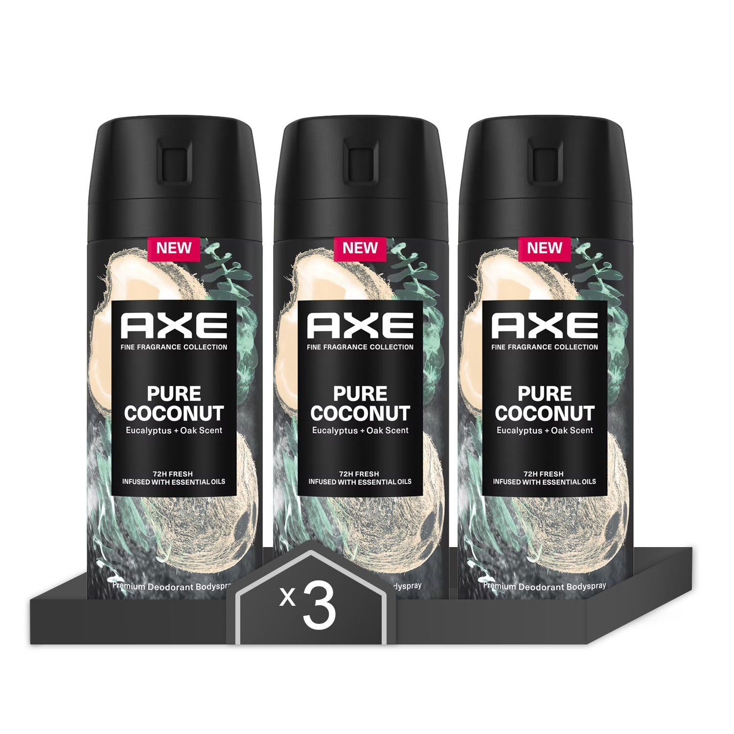 Axe - Axe Desodorante Pure Coconut Fragancia Premium 150ml - Pack de 3