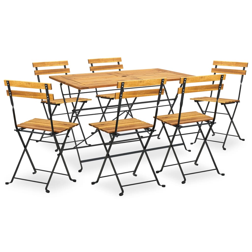 vidaXL Comedor de jardín plegable 7 piezas de madera maciza de acacia