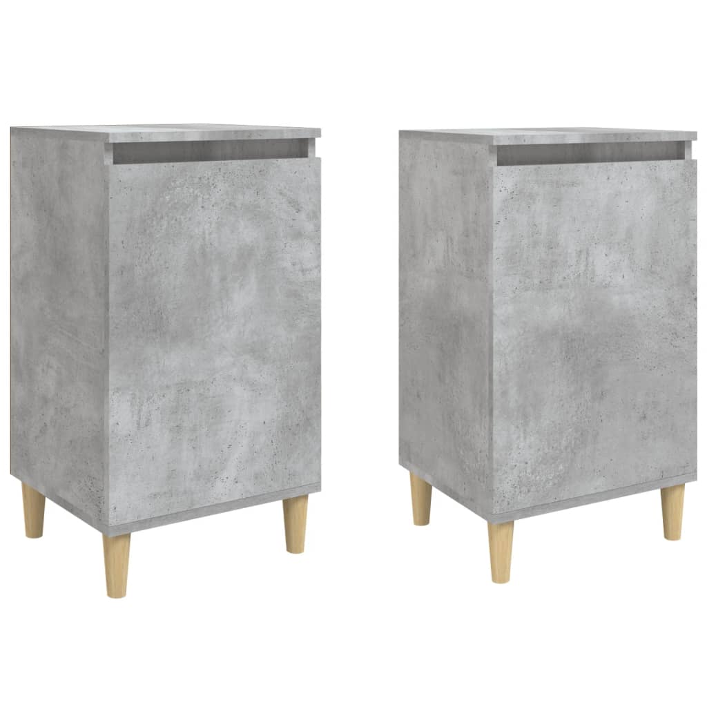 vidaXL Mesitas de noche 2 uds madera gris hormigón 40x35x70 cm