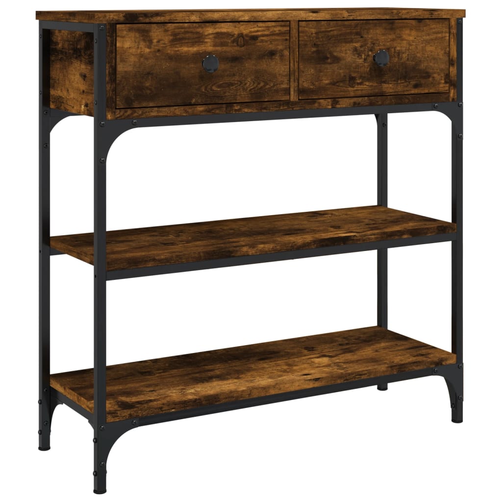 Mesa Consola Vidaxl de Madera de Ingeniería 72,5x25x75 Cm - Negro Roble Sonoma