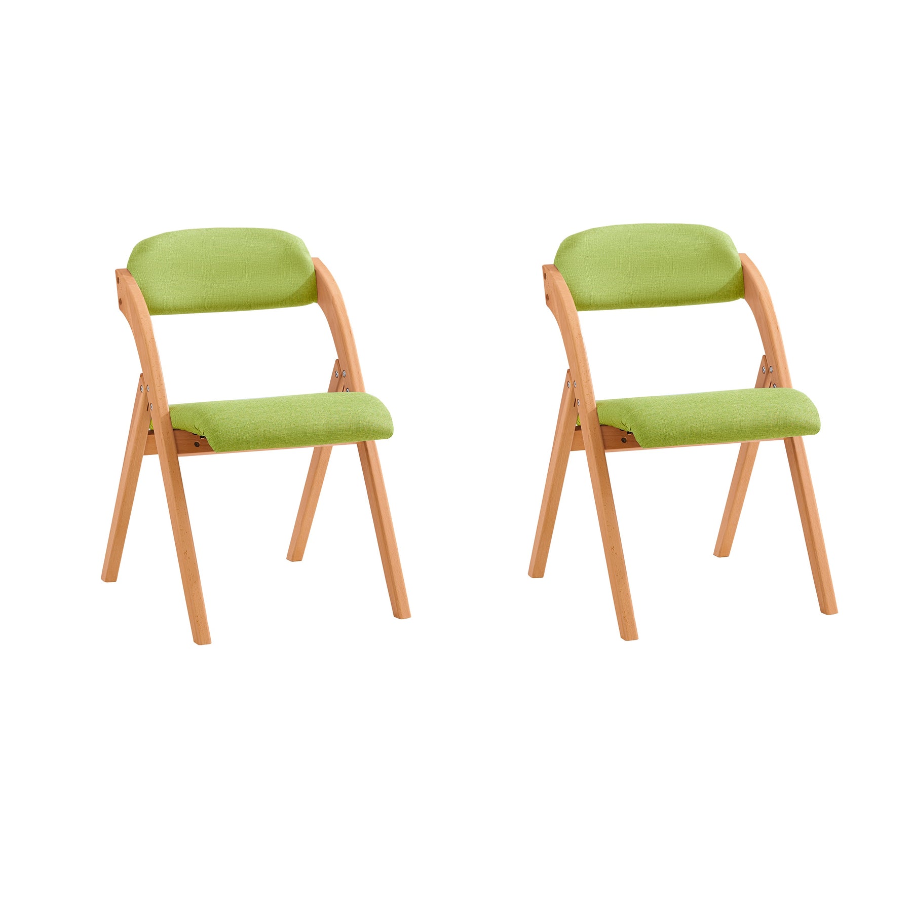SoBuy FST92-GRx2 Lote de 2 Sillas Plegables de Madera con Asiento y Respaldo Tapizado Sillón para Cocina, Oficina 47 x 60 x 77 cm Verde ES