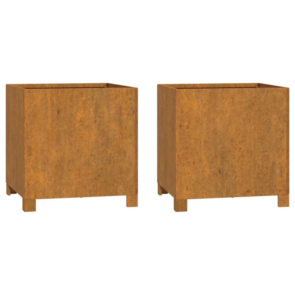 vidaXL Jardineras con patas 2 udss acero corten oxidado Dimensiones 32 x 30 x 33 cm,  42 x 40 x 43 cm,  49 x 47 x 50 cm y mas