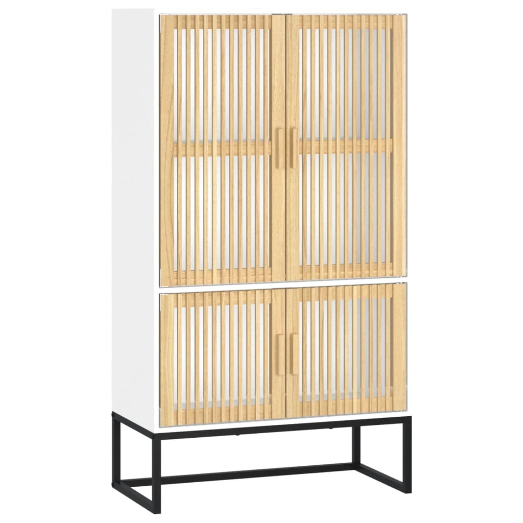 vidaXL Aparador alto madera contrachapada 70x35x125 cm en color Marrón/Negro/Blanco