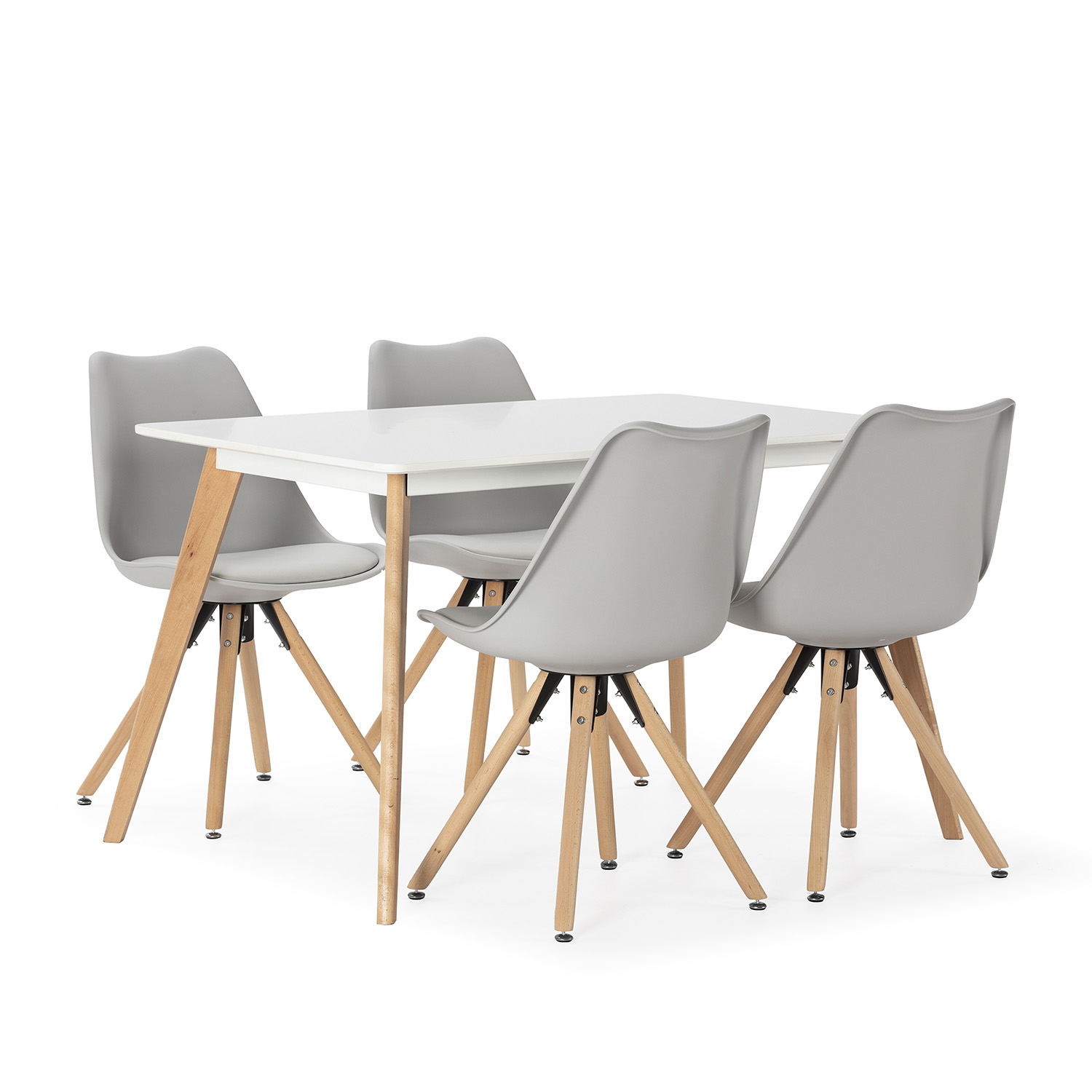 VS Venta-Stock Juego de mesa 120x80 cm y 4 sillas de comedor Jeff