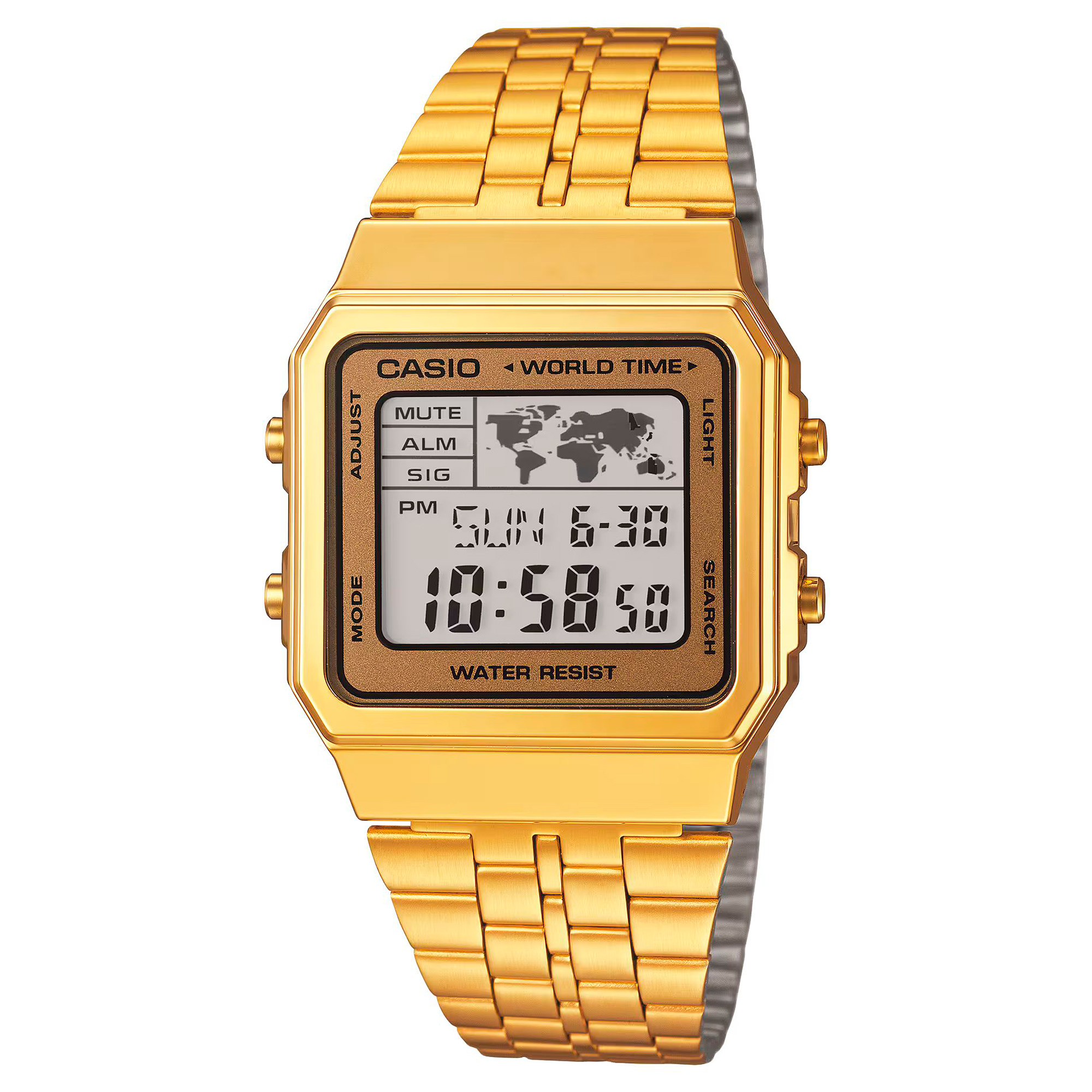 Casio Reloj Hombre Digital Cuarzo con Correa de Acero inoxidable A500WGA-9