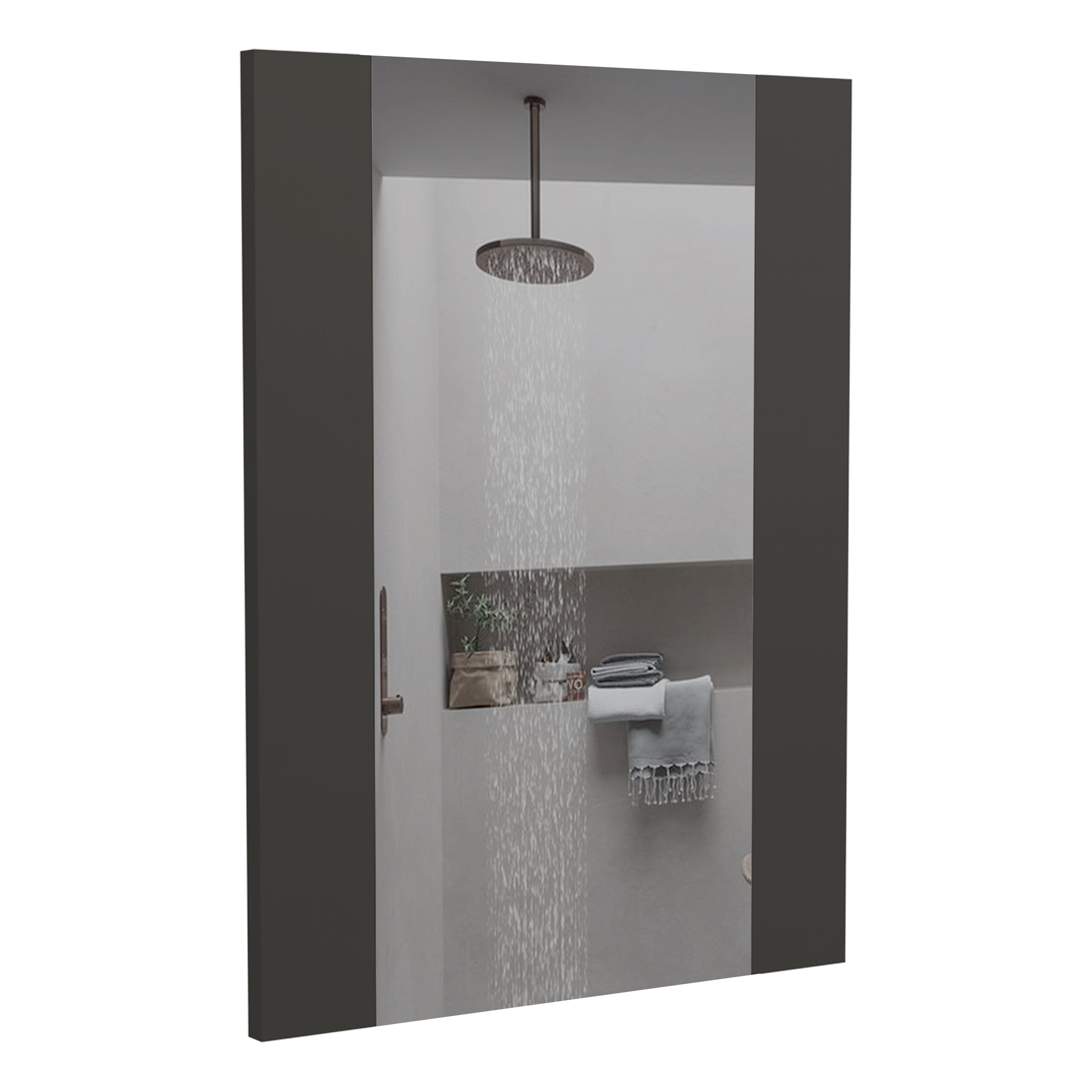 TUHOME Espejo de Baño Madrid, con forma rectangular, Negro Madera manufacturada  Baño-Almacenamiento